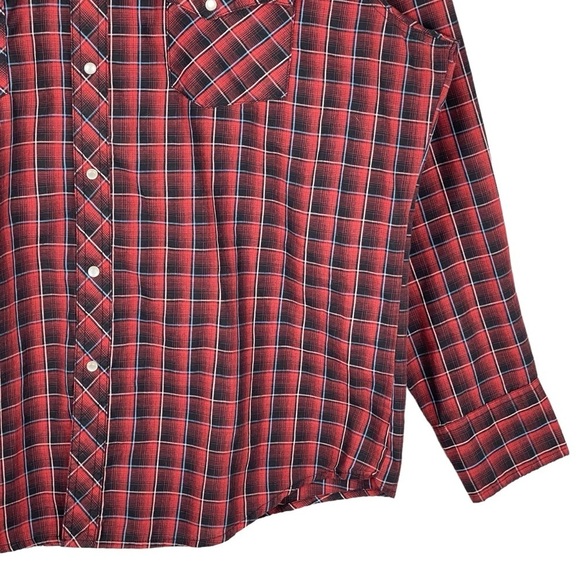 Wrangler Wrancher Mens XL Pearl Snap Western Plaid Shirt Cowboy Rodeo Workwear - Picture 4 of 9